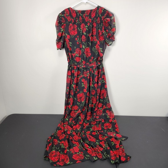 Disney Coco Dress Floral Small Character Unique Womens Black Red Floral Maxi - Picture 2 of 10